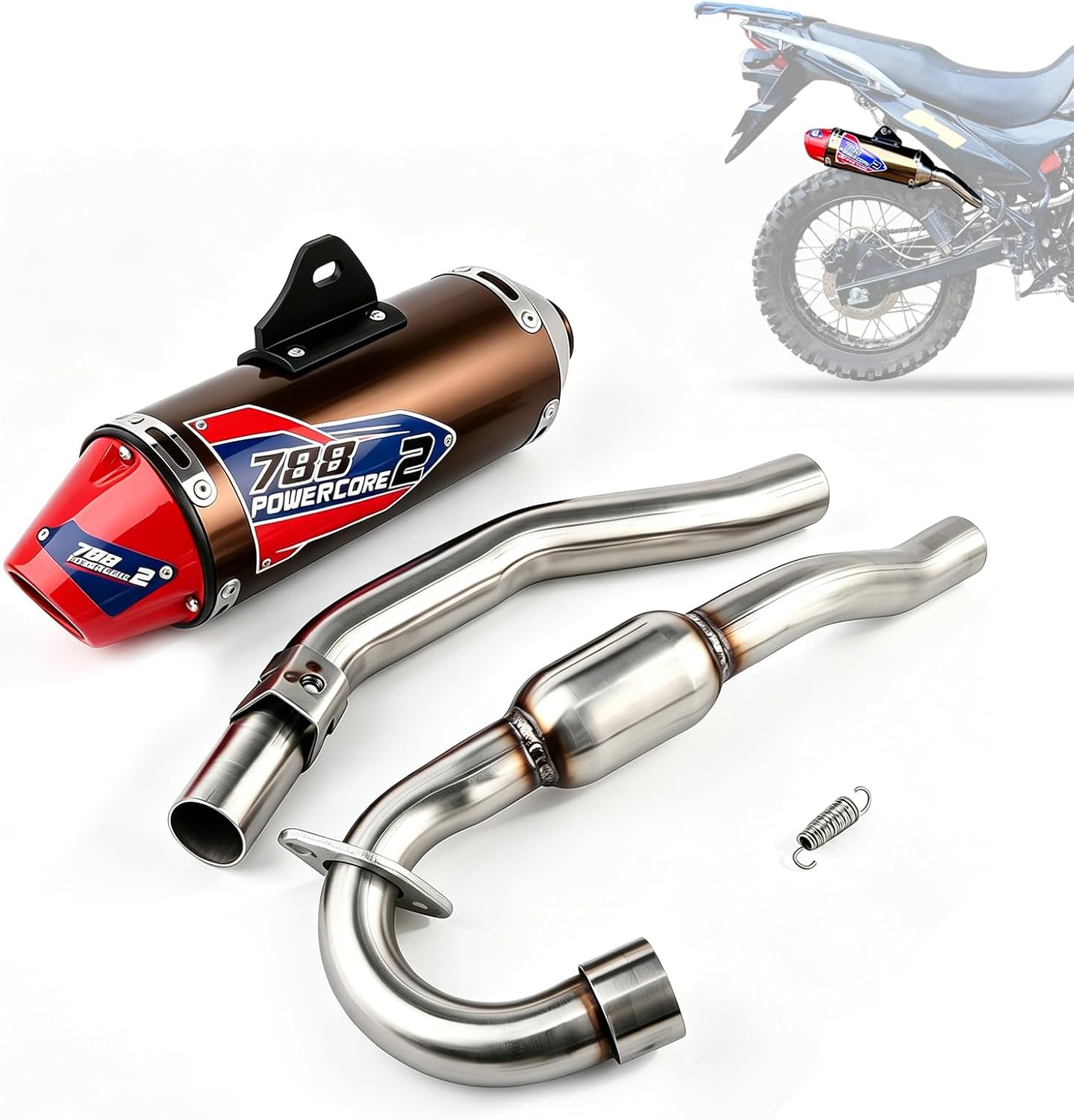 JFG RACING Full Slip On Exhaust Muffler for CRF230F CRF 230F 150F/Hawk250 | Complete Exhaust System For For CRF150F CRF230F 2003-2013 / Hawk 250