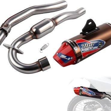 JFG RACING Dirt Bike Slip On Exhaust,Motorcycle Muffler Pipe Full Kit for CRF150F CRF230F 2003-2017/TAO TAO TBR7/HAWK 250-Red