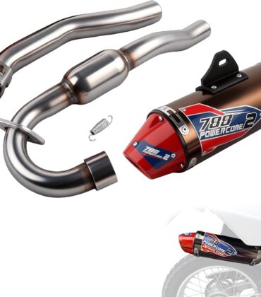 JFG RACING Dirt Bike Slip On Exhaust,Motorcycle Muffler Pipe Full Kit for CRF150F CRF230F 2003-2017/TAO TAO TBR7/HAWK 250-Red
