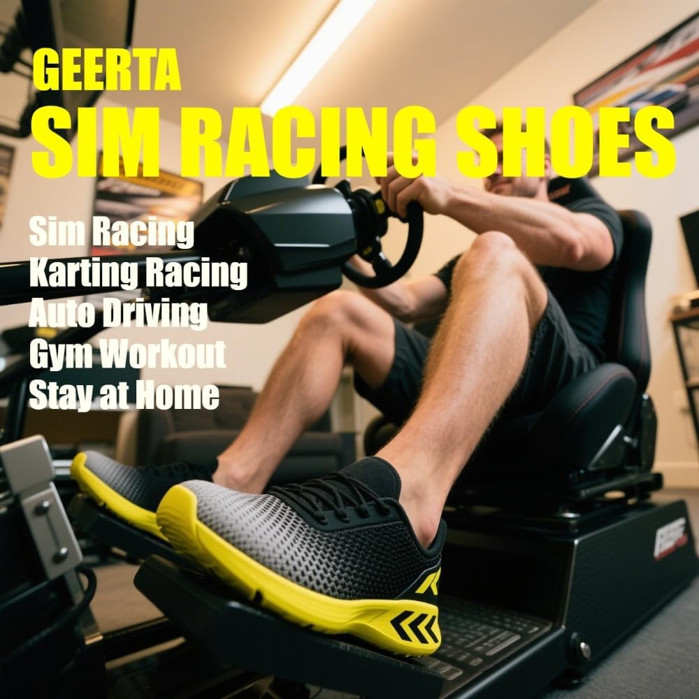Sim Racing Shoes for Men Slip On Home Gaming Grip Sock Slippers Breathable Lightweight Comfort Wear Barefoot Driving Shoes Thin No-Slip Sole for Pro Game Cockpits Petals Karting Gym Indoor Fitness - Image 2