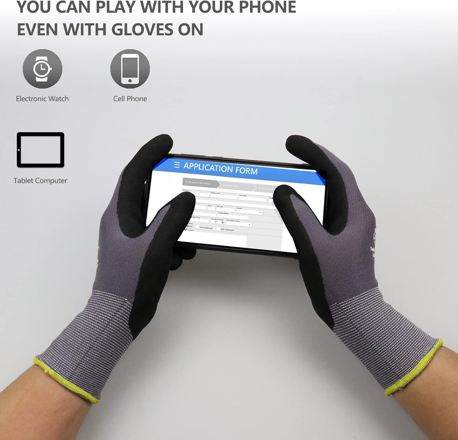LOCCEF Work Gloves MicroFoam Nitrile Coated-6 Pairs,Seamless Knit Nylon Gloves,Gray Work gloves - Image 3