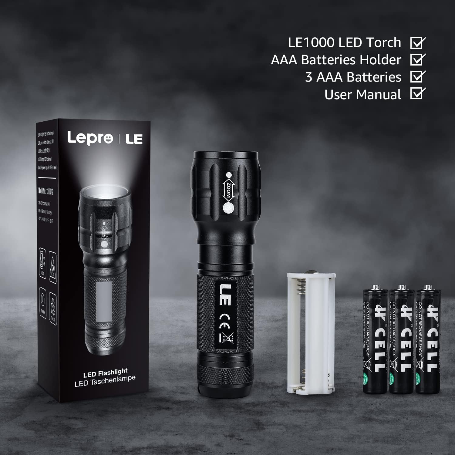Lighting EVER LED Flashlights High Lumens, Small Flashlight, Waterproof, Adjustable Focus Flash Light for Outdoor, Emergency, AAA Batteries Included, Tactical & Camping Accessories - Image 5